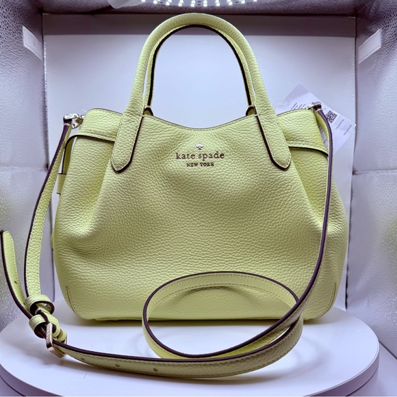 NWT Kate Spade Dumpling Small Satchel Tennis Ball Green Pebbled Leather  K8135